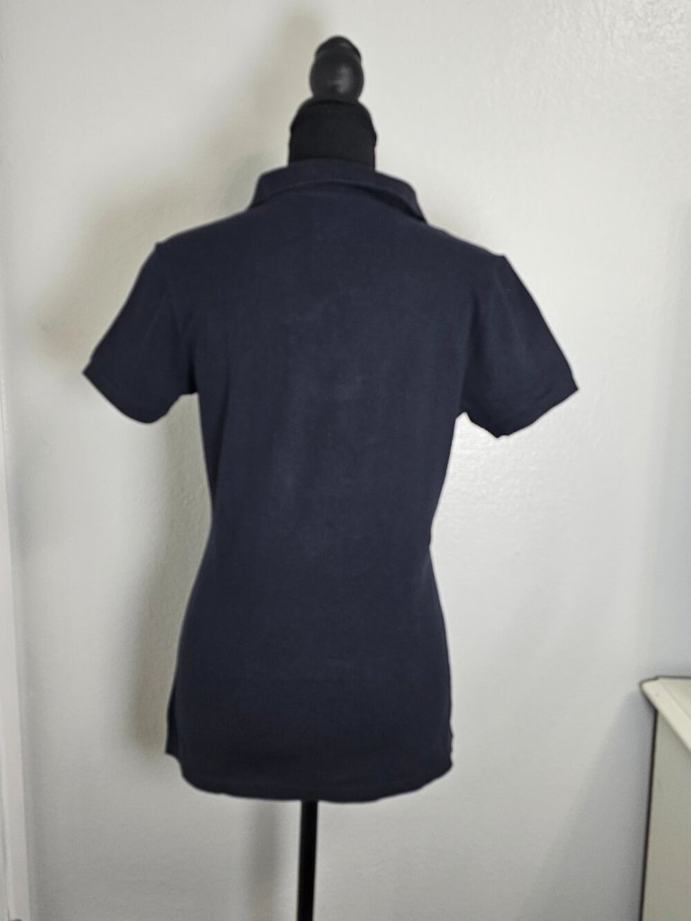 Express Y2K Dark Blue Fitted Top Lion Logo Womens Polo Shirt - Size Medium - Picture 3 of 6